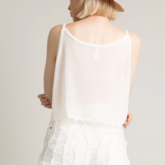 Distressed Tank Top Thin Sweater Cream New - Picture 3 of 4